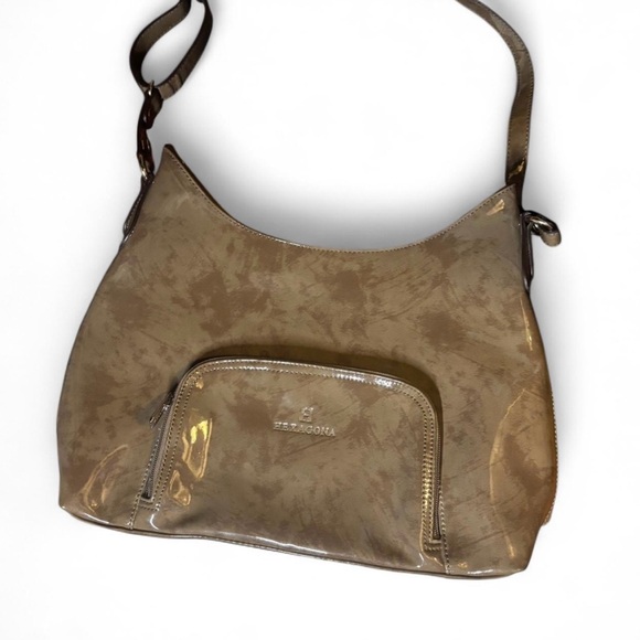 Glossy Brown Shoulder Bag - Picture 1 of 5